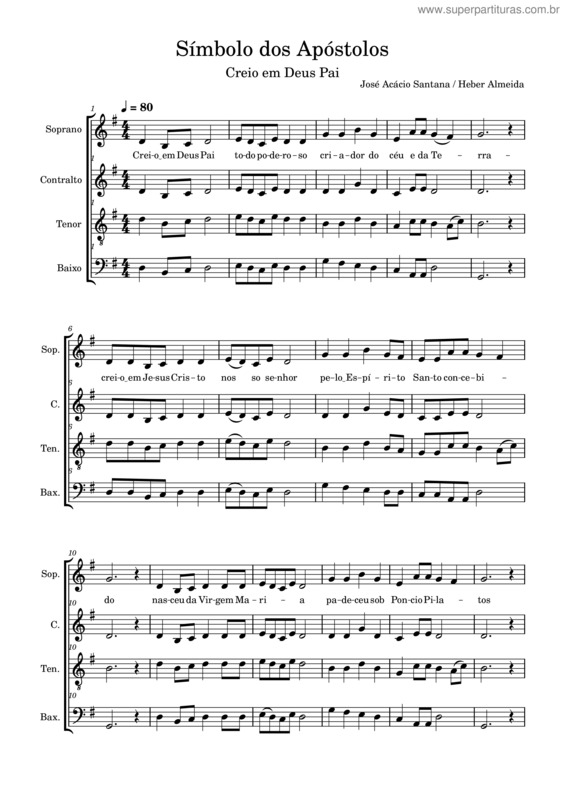 Partitura da música Símbolo Apostólico