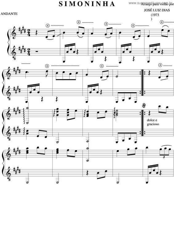 Partitura da música Simoninha