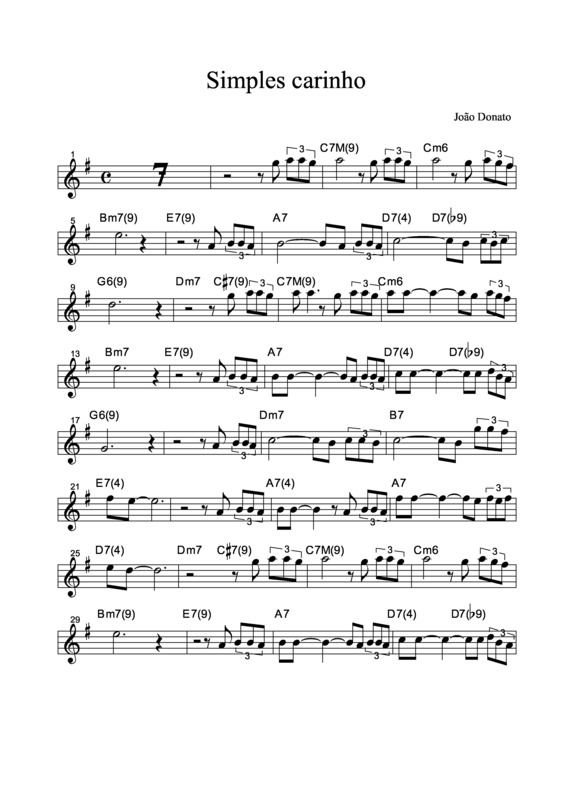 Partitura da música Simples Carinho v.3