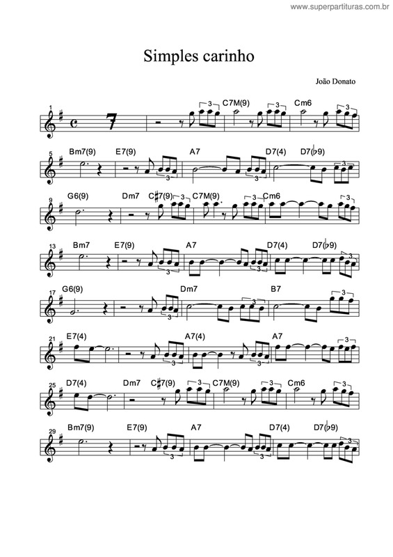 Partitura da música Simples Carinho v.4