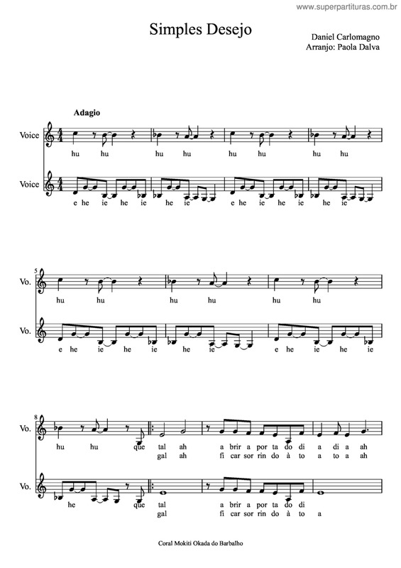 Partitura da música Simples Desejo