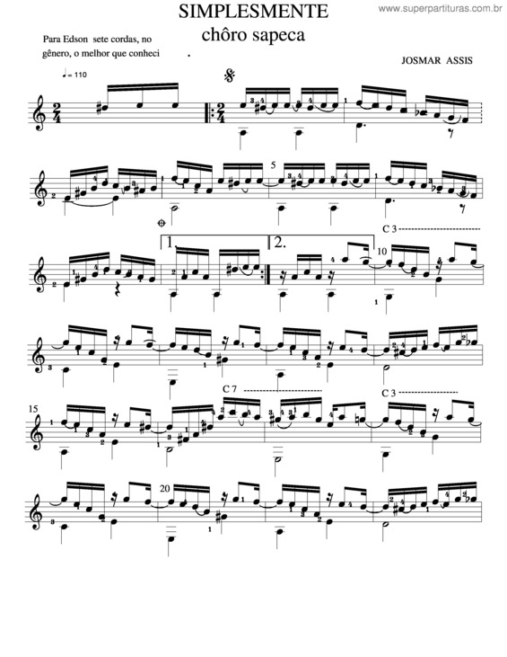 Partitura da música Simplesmente