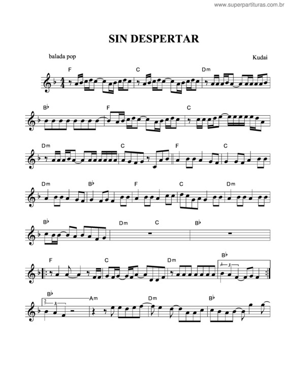 Partitura da música Sin Despertar