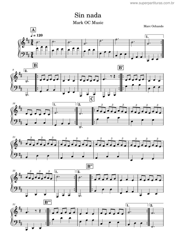 Partitura da música Sin Nada