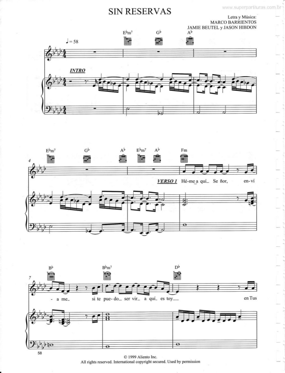 Partitura da música Sin Reservas