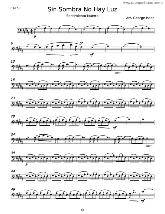 Partitura da música Sin Sombra No Hay Luz – Sentimiento Muerto