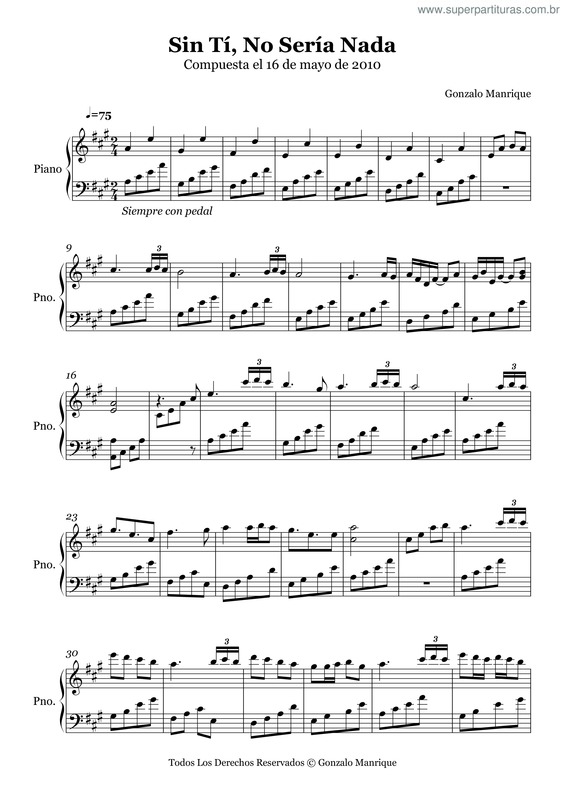 Partitura da música Sin Tí, No Sería Nada