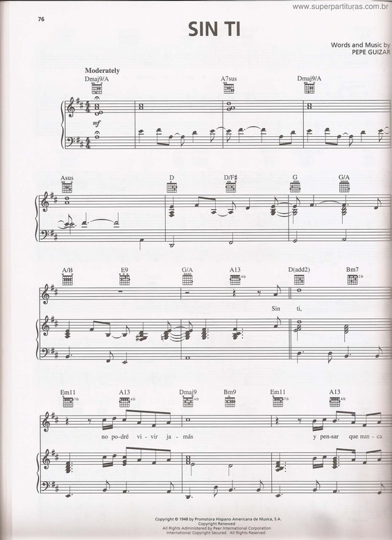 Partitura da música Sin Ti