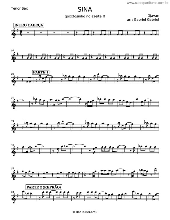 Partitura da música Sina – Djavan v.2