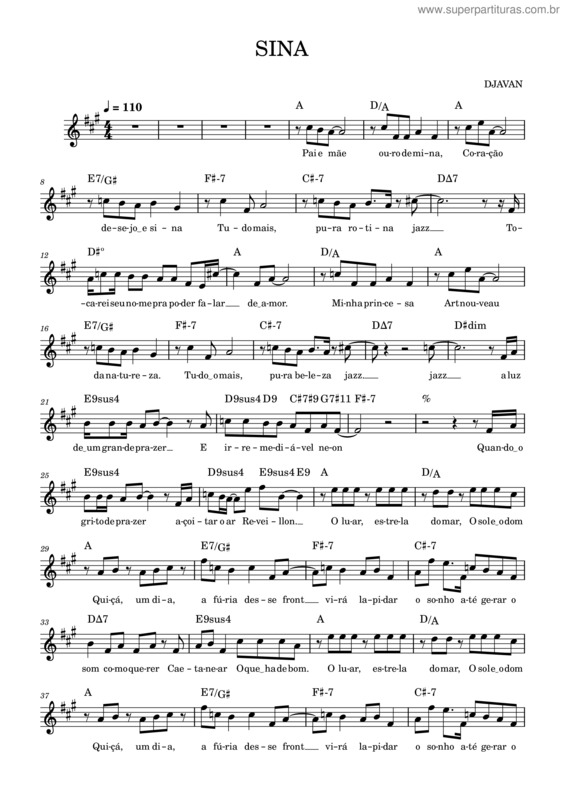 Partitura da música Sina – Djavan v.5