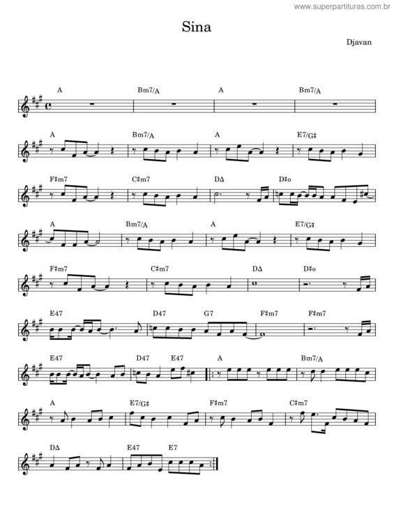 Partitura da música Sina – Djavan v.7