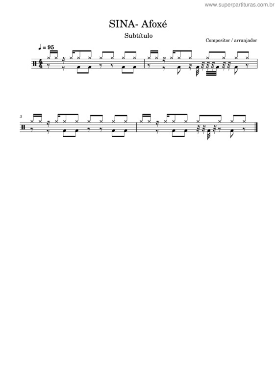 Partitura da música Sina– Afoxé – Bugaavila