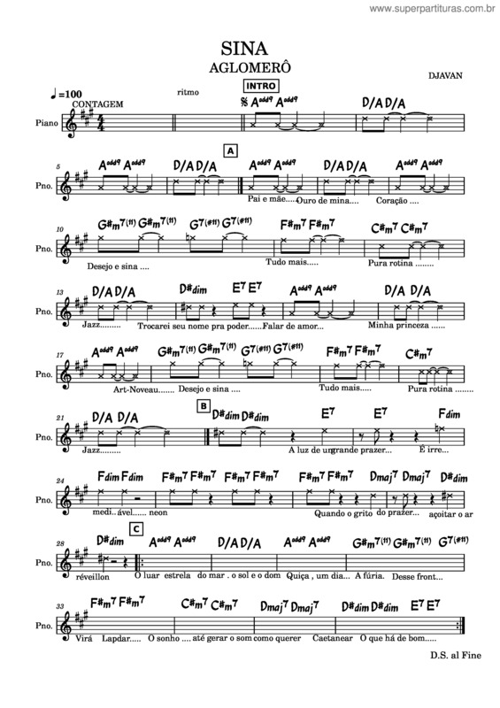 Partitura da música Sina Aglomerô