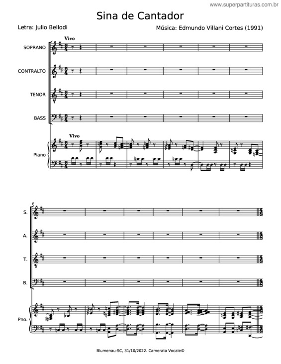 Partitura da música Sina De Cantador – Edmundo Villani–Cortes