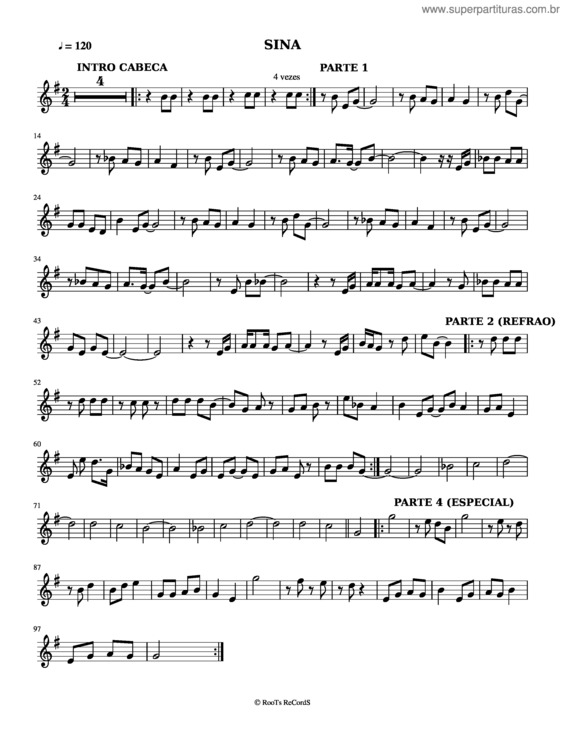 Partitura da música Sina v.5