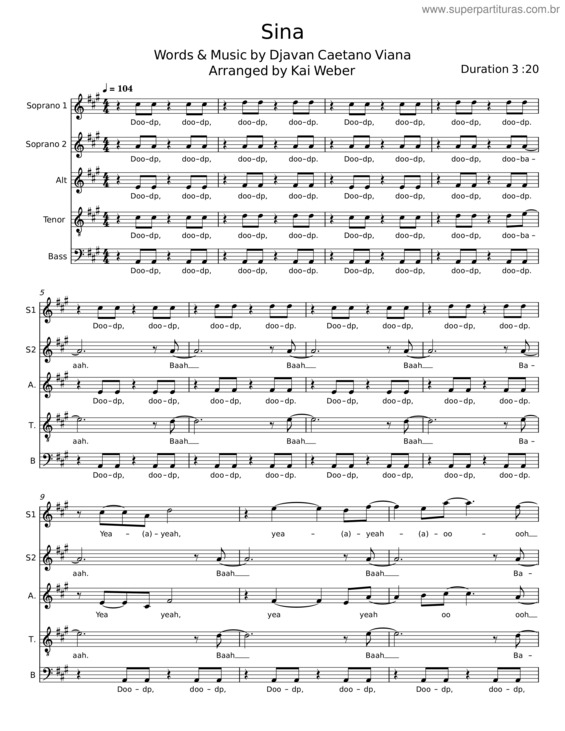 Partitura da música Sina v.6