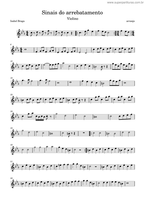 Partitura da música Sinais Do Arrebatamento – Arranjo Para Violino
