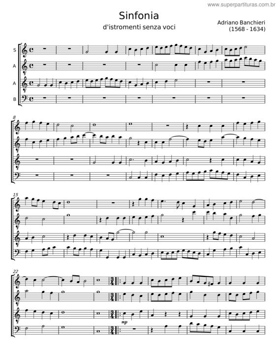 Partitura da música Sinfonia – Adriano Banchieri v.2