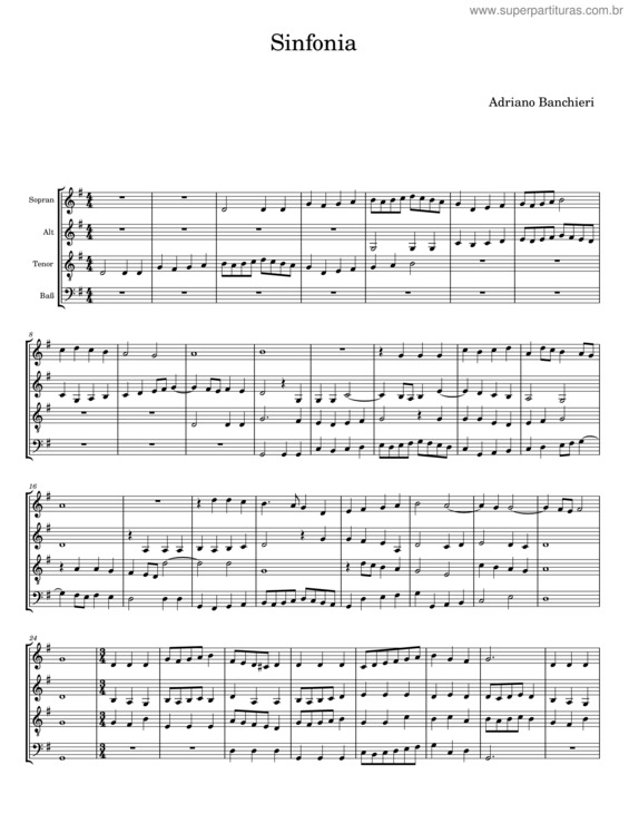 Partitura da música Sinfonia – Adriano Banchieri v.3