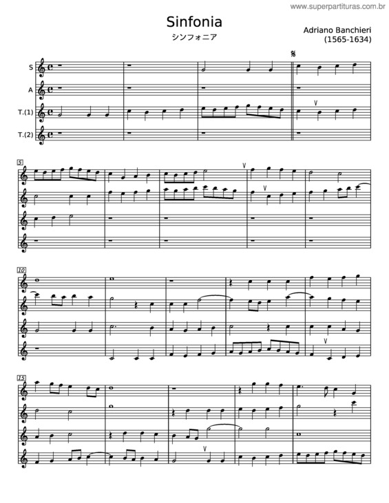 Partitura da música Sinfonia – Adriano Banchieri