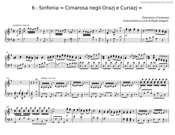 Partitura da música Sinfonia – Domenico Cimarosa