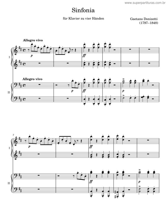 Partitura da música Sinfonia – Gaetano Donizetti