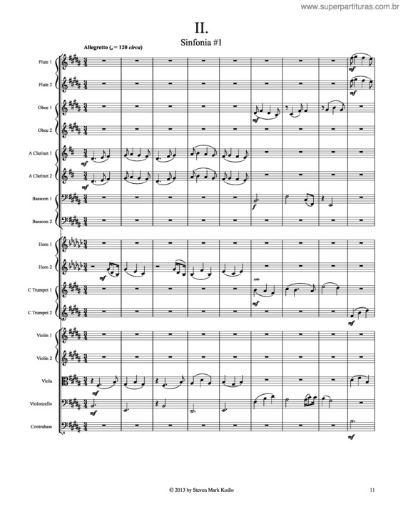Partitura da música Sinfonia #1;  Second Movement