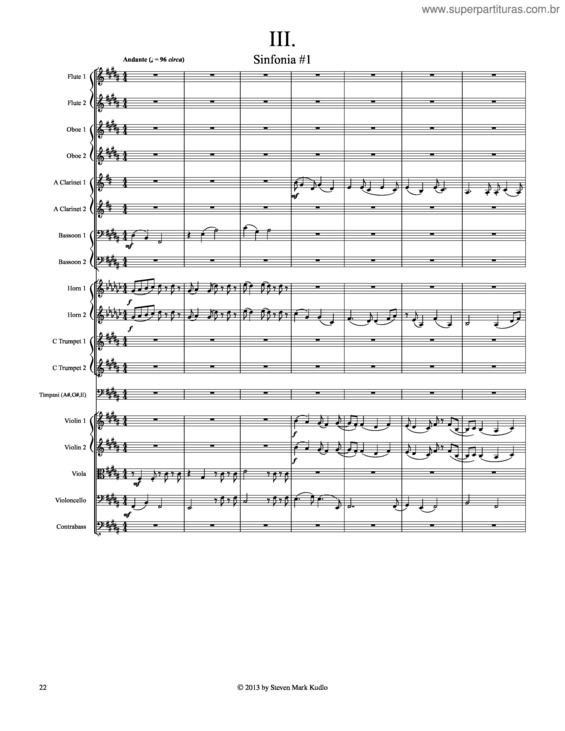 Partitura da música Sinfonia #1;  Third Movement