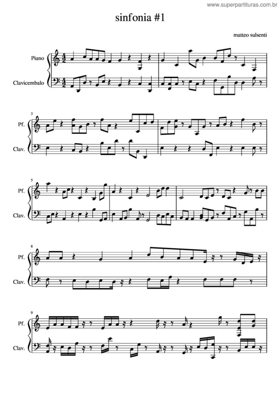 Partitura da música Sinfonia #1 v.2