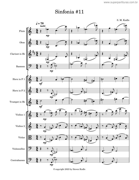 Partitura da música Sinfonia #11