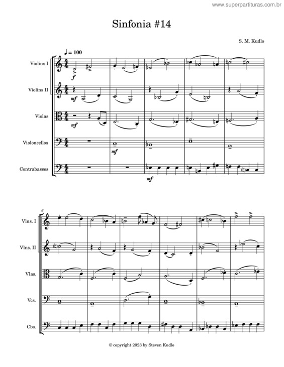 Partitura da música Sinfonia #14
