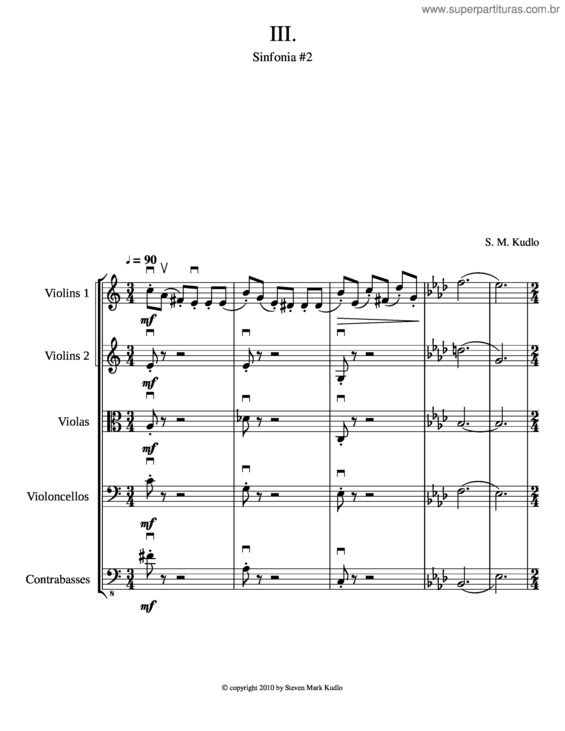 Partitura da música Sinfonia #2;  Third Movement
