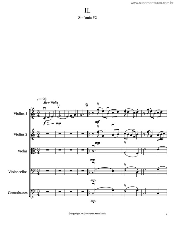 Partitura da música Sinfonia #2; Second Movement