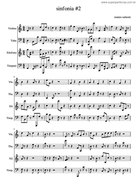 Partitura da música Sinfonia #2
