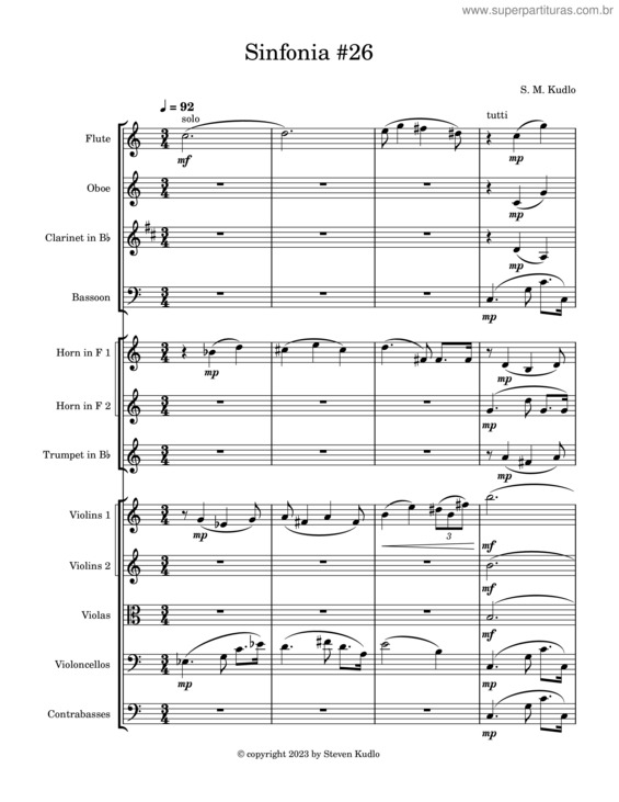 Partitura da música Sinfonia #26