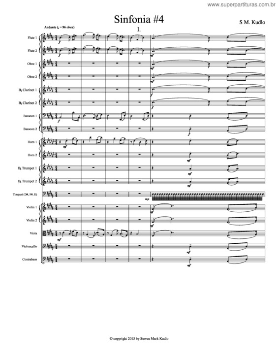 Partitura da música Sinfonia #4; First Movement