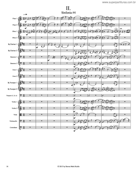 Partitura da música Sinfonia #4, Second Movement
