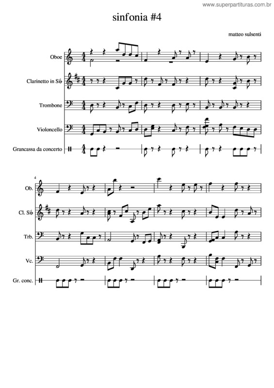 Partitura da música Sinfonia #4