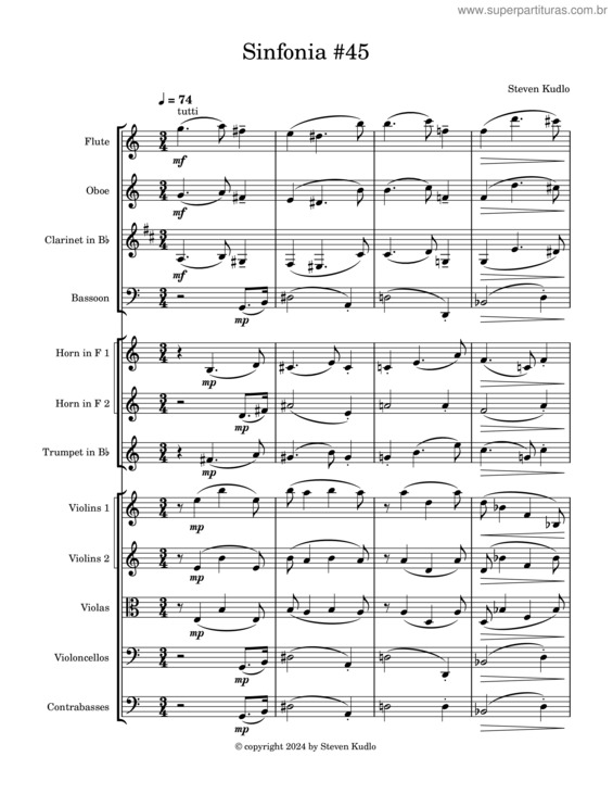 Partitura da música Sinfonia #45