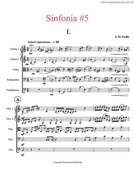 Partitura da música Sinfonia #5, First Movement