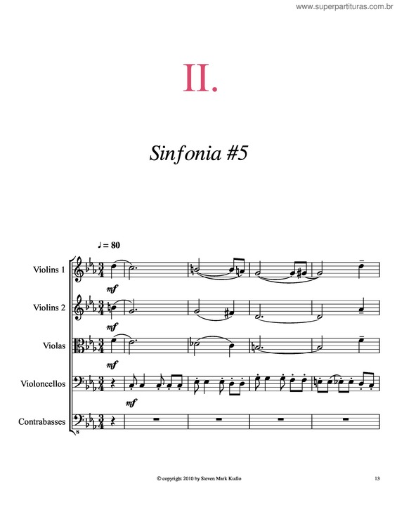 Partitura da música Sinfonia #5, Second Movement