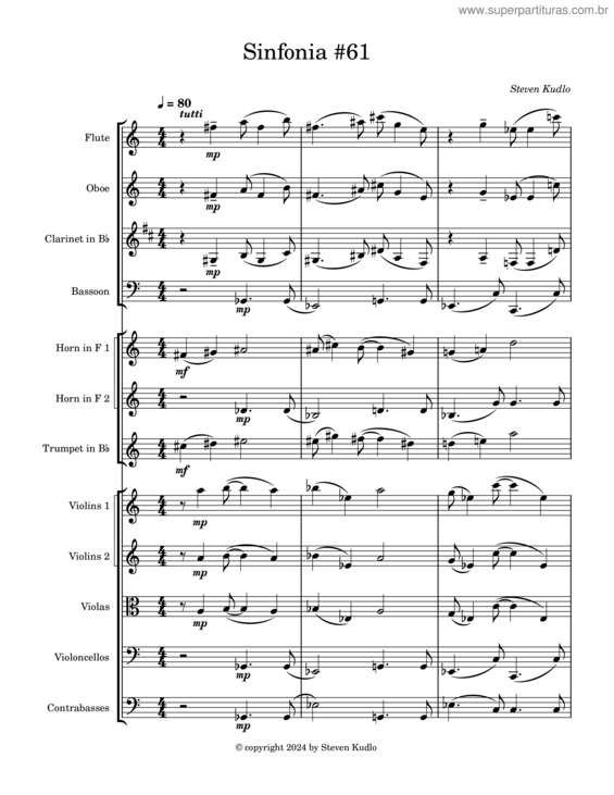 Partitura da música Sinfonia #61 – Steven Kudlo