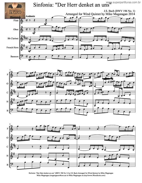 Partitura da música Sinfonia: Der Herr Denket An Uns