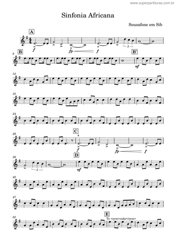 Partitura da música Sinfonia –Sousafone Em Sib.Mxl