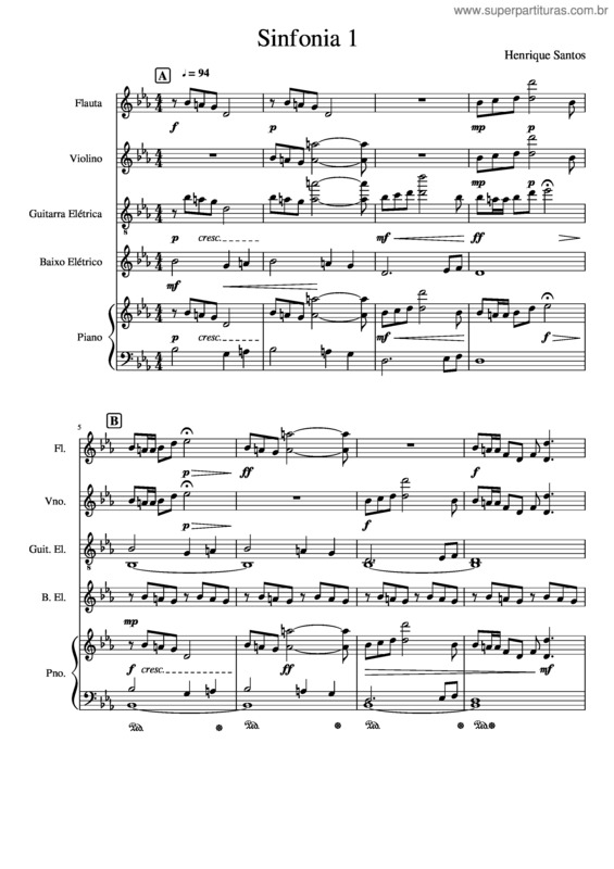 Partitura da música Sinfonia 1