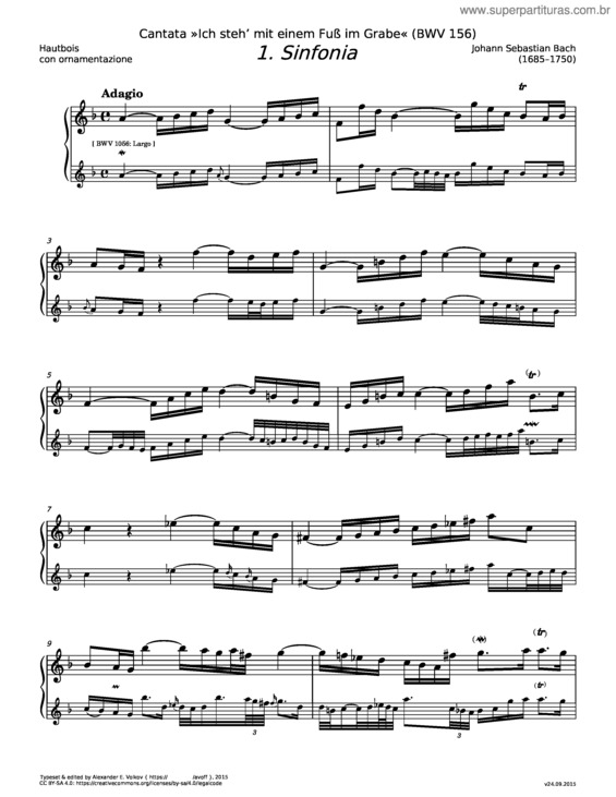 Partitura da música Sinfonia 15 – Johann Sebastian Bach v.3