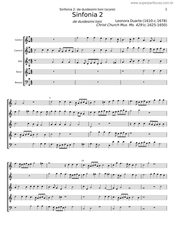 Partitura da música Sinfonia 2