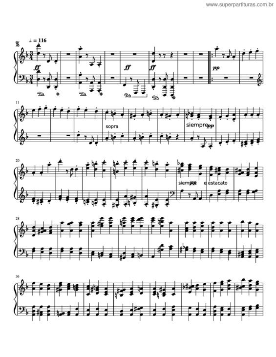 Partitura da música Sinfonia 9 2 Mov.