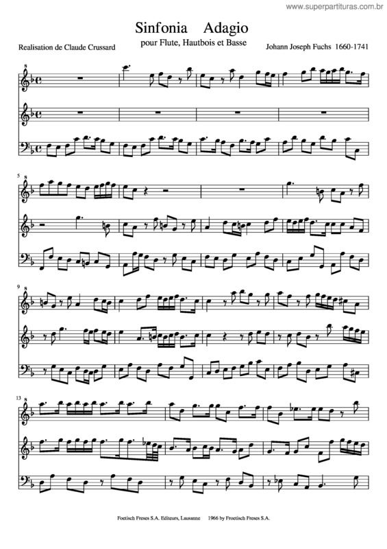 Partitura da música Sinfonia Adagio
