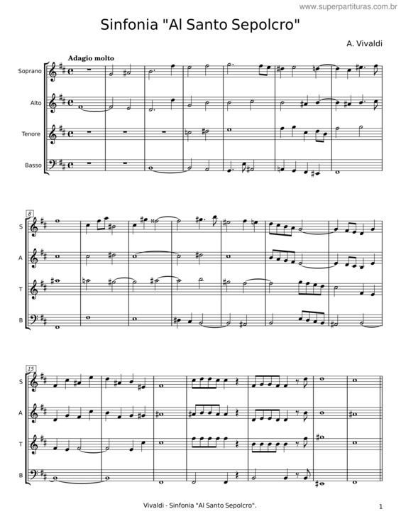 Partitura da música Sinfonia Al Santo Sepolcro